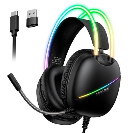 Наушники Onikuma wired gaming headphones X33 |Type-C/USB, RGB| black