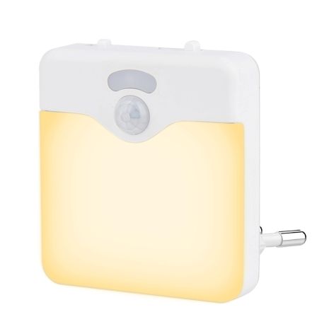 LED светильник "Квадрат" в розетку Тёплый свет, автоматический датчик движения, 3 режима с регулируемой яркостью (NL2101-NL5006) White