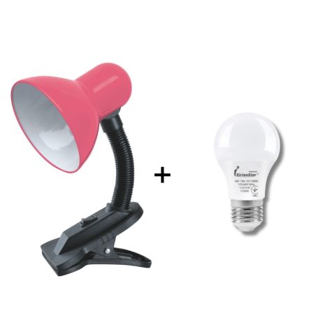 Настільна лампа Sirius TY 1108B рожева на одну лампочку з прищіпкою