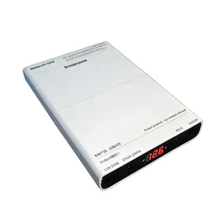 ДБЖ DIY 36W під АКБ 12x18650x3400mAh Max (до 40800mAh/148Wh) з дисплеєм, Out: 1xUSB 5V3A 2xDC 5.5*2.1/2.5mm 9V1A/12V3A, In: WHITE (Без АКБ, кабелів та БП)