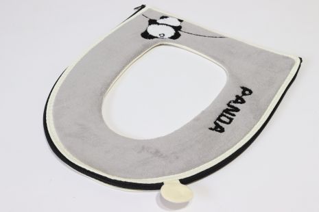 Накладка на ободок мягкого унитаза на молнии Panda 0047/grey