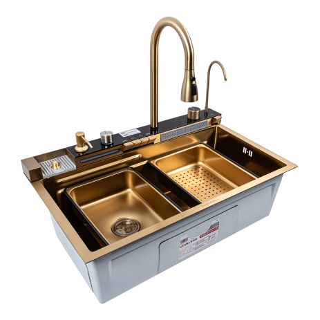 Мойка кухонная PVD Gold Valeso Handmade "Водопад" (ДЕКОР)