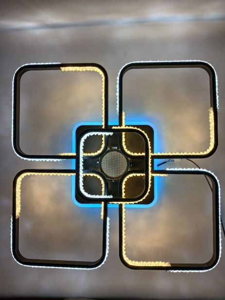 Люстра потолочная светодиодная с музыкальной колонкой и RGB подсветкой для большой гостиной VALESO YZD1271