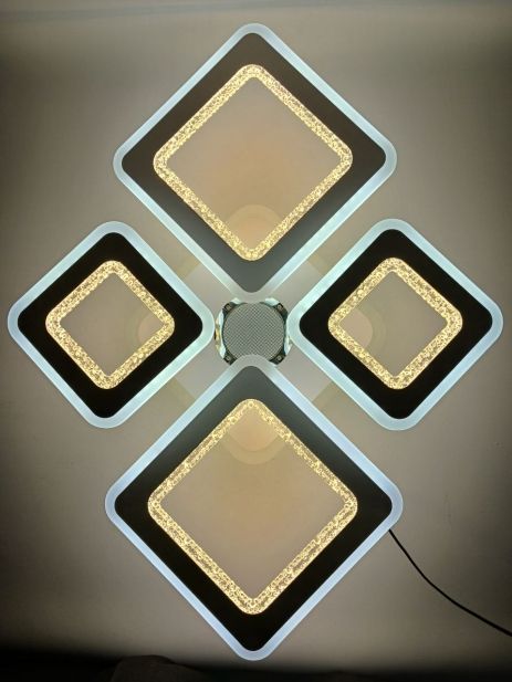 Люстра потолочная светодиодная с музыкальной колонкой и RGB подсветкой для большой гостиной и студии VALESO YZ