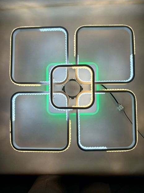 Люстра потолочная светодиодная с музыкальной колонкой и RGB подсветкой для большой гостиной VALESO YZD1271