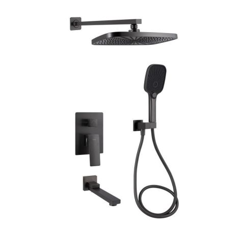 Душова система універсальна Qtap Gemini прихованого монтажу для трьох споживачів QTGEM114GMB45704 Gunmetal Black
