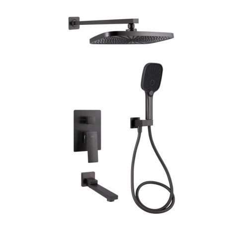 Душевая система универсальная Qtap Gemini скрытого монтажа на три потребителя QTGEM114GMB45704 Gunmetal Black
