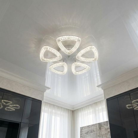 Люстра в гостиную с акрилом Diasha 54W до 12 м² цвет Белый 6633/5S WH Люстра в гостиную с акрилом Diasha 54W до 12 м² цвет Белый 6633/5S WH