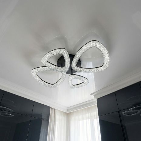 Люстра стельова з акрилу Diasha 53W до 12 м², колір Чорний 6633/2+2BK