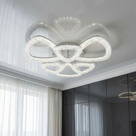 Акриловая люстра для зала Diasha 75W до 18 м² цвет Белый 6633/3+3WH Акриловая люстра для зала Diasha 75W до 18 м² цвет Белый 6633/3+3WH