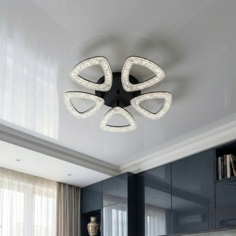 Акриловый лед светильник в спальню Diasha 54W до 12 м² цвет Черный 6633/5S BK