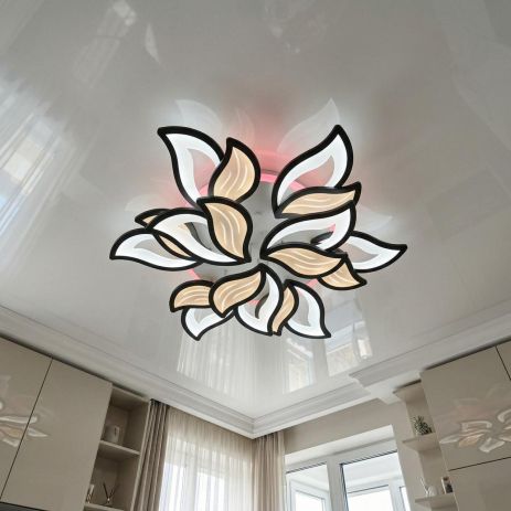 Большая светодиодная люстра Diasha 220W до 40 м² цвет Черный 9033/6+3BK 3col dim