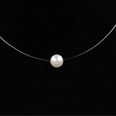 Подвеска белая жемчужина жемчуг на силиконовой леске кулон с жемчужиной на жилке