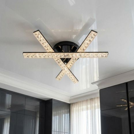 Лінійна LED люстра Diasha 48W до 10 м² чорна SX818/3BK