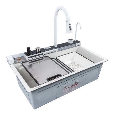 Кухонная мойка 75*45 белая VALESO Handmade "Водопад" (ДЕКОР)