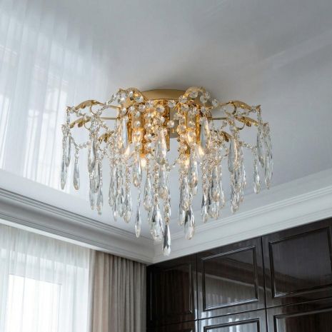 Люстра потолочная в спальню Diasha цоколь E14 ламп 5 шт цвет Золото 9221/5G