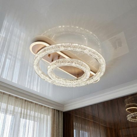 Люстра с кругами в гостиную Diasha 80W до 18 м² цвет Золото 9711/500+300G