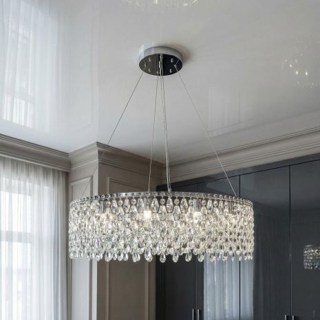 Люстра стиль модерн Diasha цоколь E14 ламп 12 шт цвет Хром P7017/D800HR