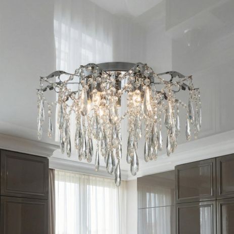 Кришталева люстра каскад Diasha цоколь E14 ламп 5 шт. колір Хром 9221/5HR