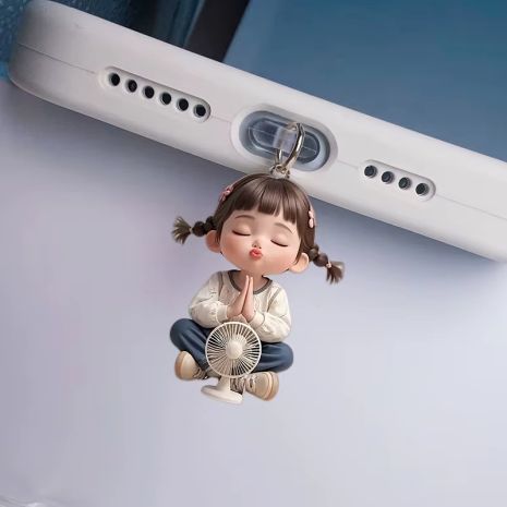 Пилозахисна заглушка для телефону дівчинка яка медитує в Type-C Порт лялька медитація йога