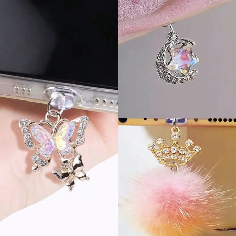 Пилозахисна заглушка для телефону в Type-C Порт 3 види метелик місяць із зіркою корона