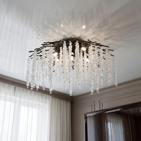 Люстра флористика кришталь Diasha цоколь E14 ламп 9 шт. колір Чорний P8070/D800BK