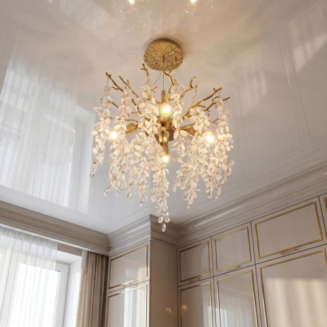 Декоративная люстра капли Diasha цоколь E14 ламп 4 шт цвет Золото P8068/D400G