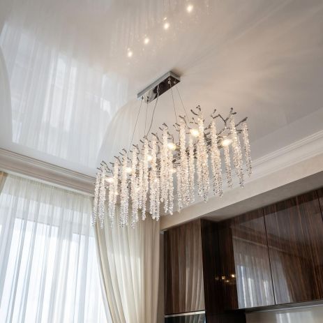 Элитная подвесная люстра Diasha цоколь E14 ламп 12 шт цвет Хром P8078/L1200x300HR