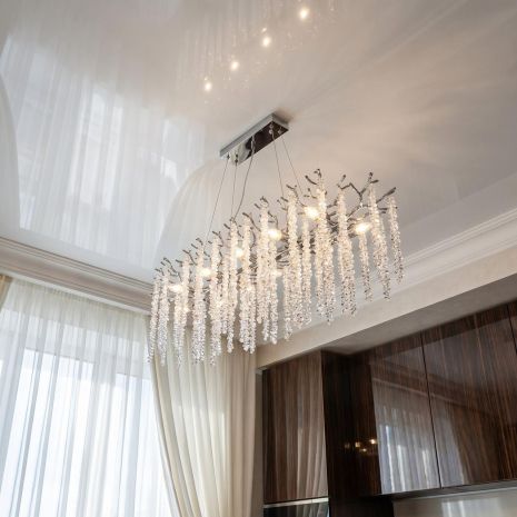 Елітна підвісна люстра Diasha цоколь E14 ламп 12 шт. колір Хром P8078/L1200x300HR