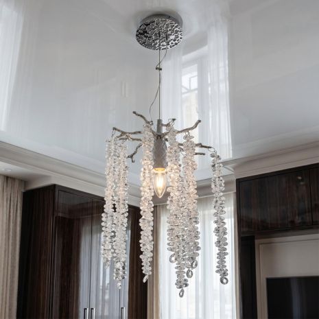 Підвісна люстра флористика Diasha цоколь E14 ламп 1 шт. колір Хром P8078/D200HR