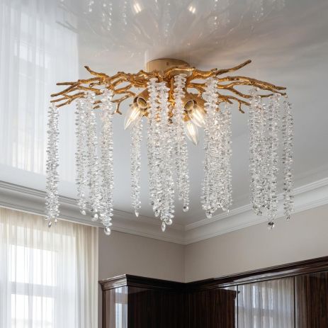 Дизайнерская люстра глициния Diasha цоколь E14 ламп 5 шт цвет Золото P8070/D500G