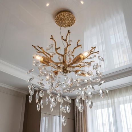 Подвесной хрустальный каскад Diasha цоколь E14 ламп 4 шт цвет Золото P8058/D400G