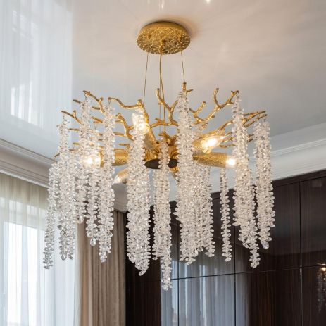 Интерьерная хрустальная люстра Diasha цоколь E14 ламп 6 шт цвет Золото P8078/D500G