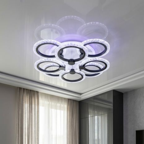 Светильник прозрачный акрил лед Diasha 92W до 20 м² цвет Чeрный A8180/4+4BK 3col dim