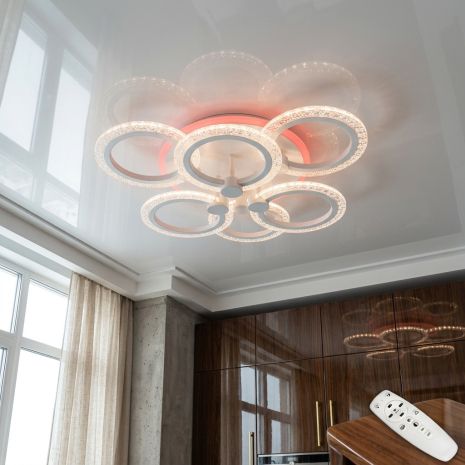 Люстра прозрачный акрил в коридор Diasha 74W до 18 м² цвет Белый A8180/3+3WH 3col dim