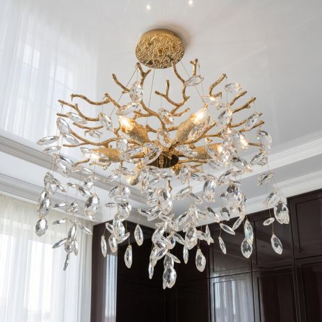 Воздушная хрустальная люстра Diasha цоколь E14 ламп 6 шт цвет Золото P8058/D500G