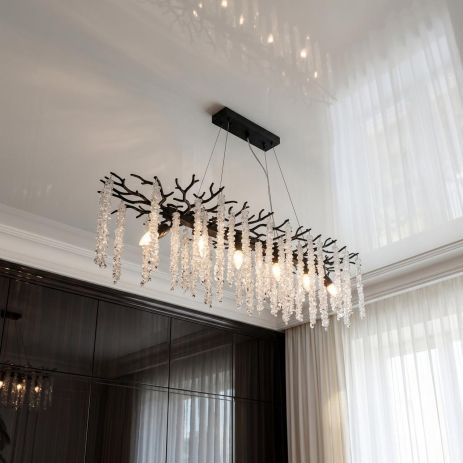 Элегантная подвесная люстра Diasha цоколь E14 ламп 12 шт цвет Черный P8078/L1200x300BK