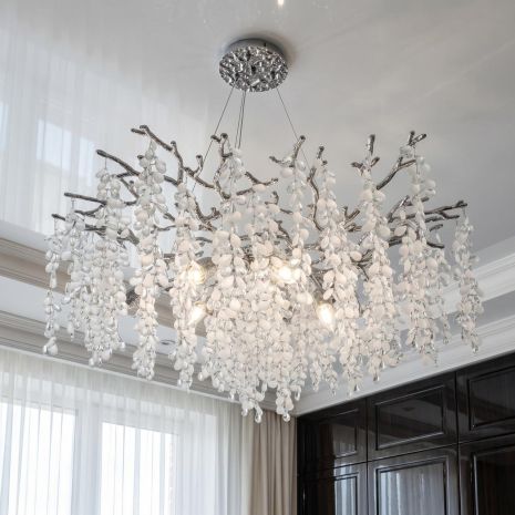 Подвесная интерьерная люстра Diasha цоколь E14 ламп 10 шт цвет Хром P8068/D800HR