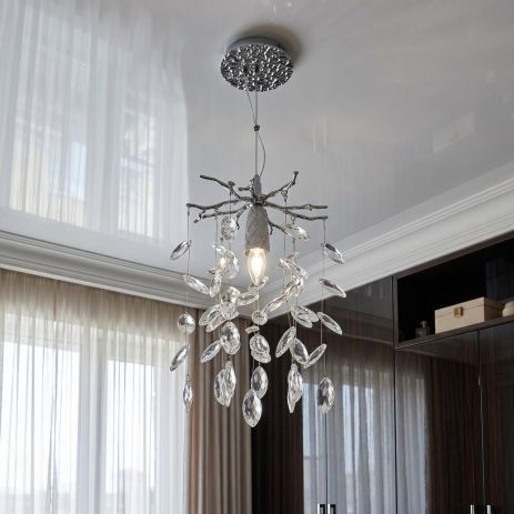 Люстра кришталевий дощ Diasha цоколь ламп 1 шт колір Хром P8058/D200HR