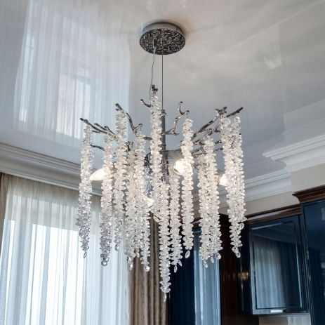 Необычная подвесная люстра Diasha цоколь E14 ламп 4 шт цвет Хром P8078/D400HR