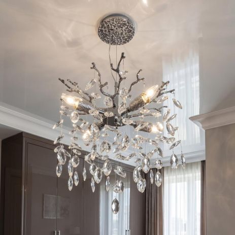 Подвес в спальню Diasha цоколь E14 ламп 4 шт цвет Хром P8058/D400HR