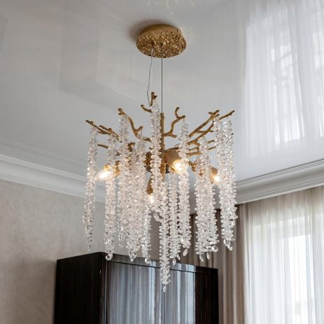 Стильная подвесная люстра Diasha цоколь E14 ламп 4 шт цвет Золото P8078/D400G