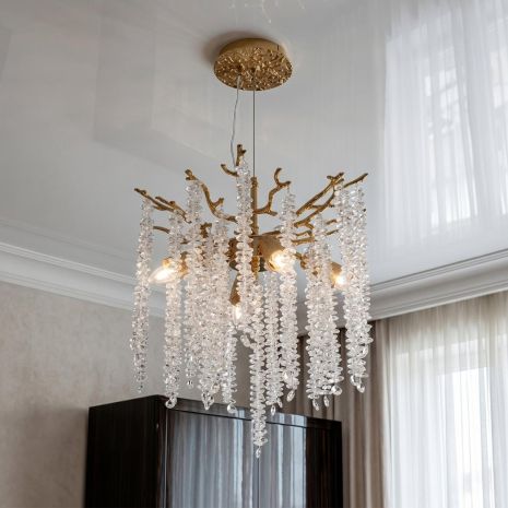 Стильна підвісна люстра Diasha цоколь ламп 4 шт колір Золото P8078/D400G