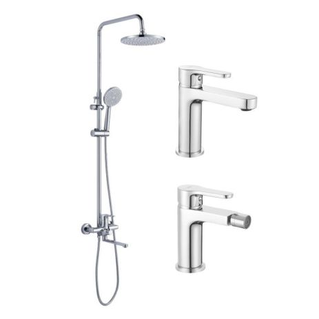 Акційний набір Lidz: Astra Змішувач для раковини + Astra Душова система універсальна на три споживачі (з виливом) + Astra