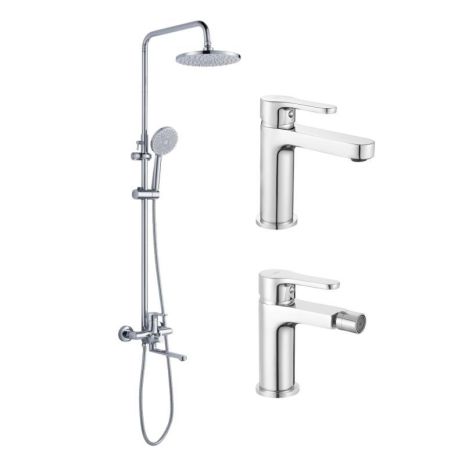 Акційний набір Lidz: Astra Змішувач для раковини + Astra Душова система універсальна на три споживачі (з виливом) + Astra