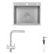 Комплект кухонна мийка Kroner Gebürstet-6050HM + змішувач Edelstahl Klassisch-ESG03811 + дозатор Spender-ECG049