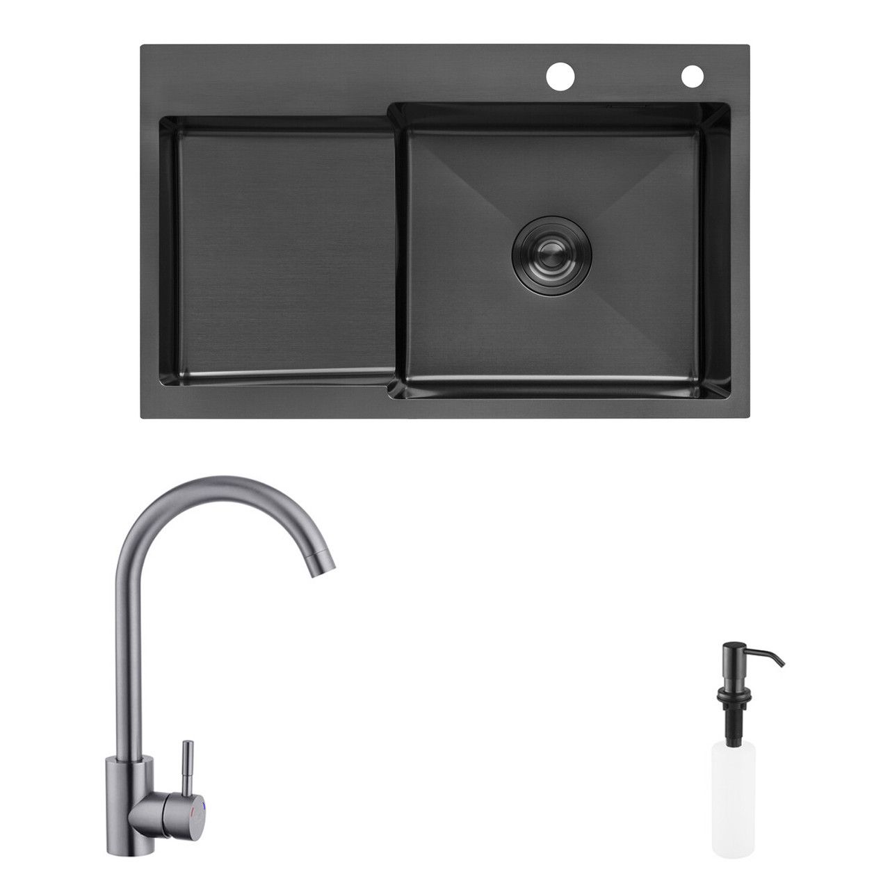 Комплект кухонна мийка Kroner Schwarze-7848RHM PVD + змішувач Edelstahl Klassisch-SCH035PVD + дозатор Spender-SCH049 Комплект кухонна мийка Kroner Schwarze-7848RHM PVD + змішувач Edelstahl Klassisch-SCH035PVD + дозатор Spender-SCH049