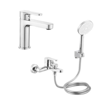 Акційний набір Lidz: Astra 001F Змішувач для раковини LDAST001FCRM48085 + Astra 006 Змішувач для ванни (з душовим гарнітуром)