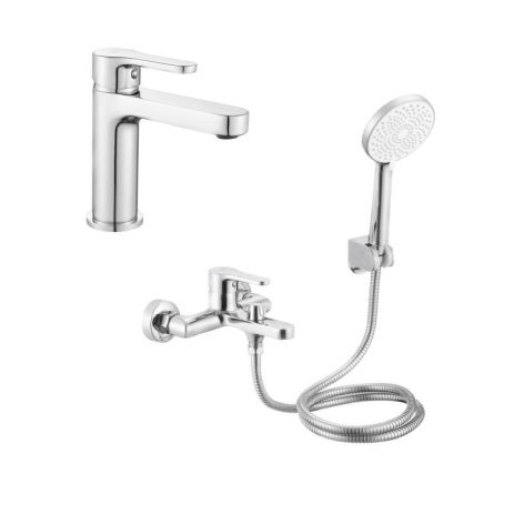 Акційний набір Lidz: Astra 001F Змішувач для раковини LDAST001FCRM48085 + Astra 006 Змішувач для ванни (з душовим гарнітуром)