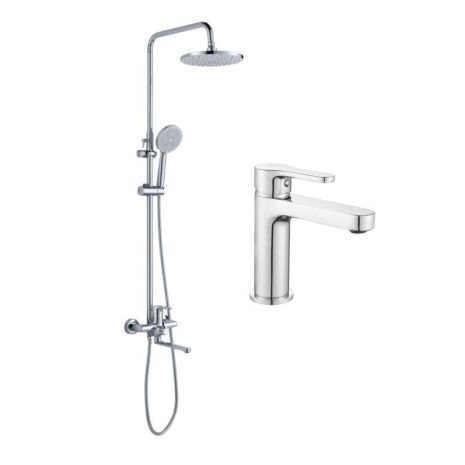 Акційний набір Lidz:Astra 001F Змішувач для раковини LDAST001FCRM48085+Astra 1030 Душова система універсальна на три